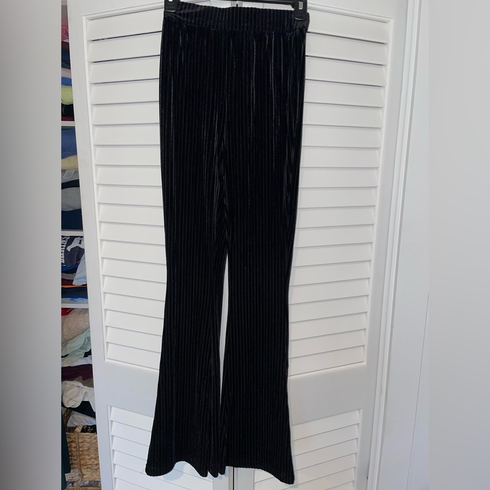 Velvet bell bottom pants